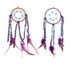 Circle-shaped Dream Catcher Feathers Wall Hanging Decoration Ornament (Purple) (Intl)