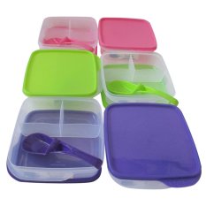 Clio - Kotak Makan Plastik Lunch Box Kyoto Set 6Pieces + Sendok 3 Warna