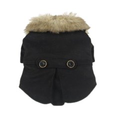 Cocotina Luxury Pet Dog Faux Fur Collar Coat Cat Puppy Winter Warm Jacket Clothing Apparel Costume (Black) – XS- INTL