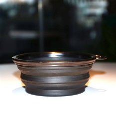Collapsible Dog Silicone Travel Feeding Bowl Water Dish Feeder(Black) (Intl)