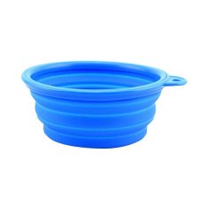 Collapsible Dog Silicone Travel Feeding Bowl Water Dish Feeder(Blue) (Intl)