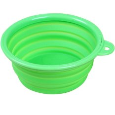 Collapsible Dog Silicone Travel Feeding Bowl Water Dish Feeder(Green) (Intl)