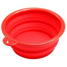 Collapsible Dog Silicone Travel Feeding Bowl Water Dish Feeder(Red) (Intl)