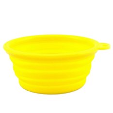 Collapsible Dog Silicone Travel Feeding Bowl Water Dish Feeder(Yellow) (Intl)