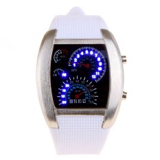 Cool Unisex Car Meter Watch with LED Dot Matrix Dial White (Intl)
