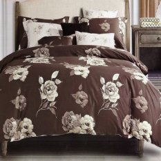 Depo Sprei dan Bed Cover Brown Flower Cotton Sateen