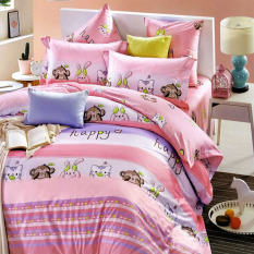 Depo Sprei dan Bed Cover Happy Pink Sateen Jepang