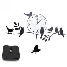 Dfq005 Mute Metal Living Birds Quartz Handing Wall Clock Black (Intl)