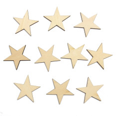 DIY 10PCs Wooden MDF Star Embellishment Decor Scrapbooking Craft Card Making New- Intl