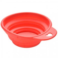 Dog Cat Portable Silicone Collapsible Travel Feeding Bowl Water Dish Feeder WF (Red) - Intl