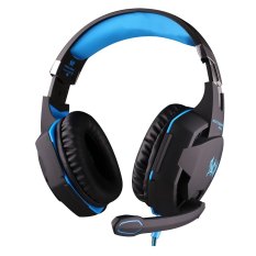 EACH G2100 Gaming Headset Stereo Sound 2.2m Wired Headphone Noise Reduction with Hidden Microphone Vibration for PC Game (Blue) - Intl