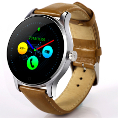 Eastor K88H Round Screen Leather Strap IP54 Smart Watch (Brown) - Intl