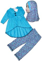 eLBi - Farah Legging Set Baju Muslim Anak Balita - Size 3-4th - Biru