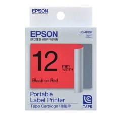 Epson LC-4RBP 12mm Black on Red Label Tape Cartridge