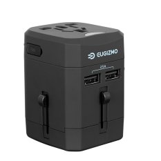 Eugizmo Two USB Ports Universal World Wide All-in-one Safety Travel Charger Wall Charger Adapter Plug Built-in 2.5A Dual USB Ports for Apple Iphones Samsung Mobile Phones Pad Tablet (Intl)