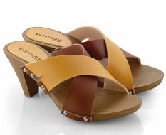 Everflow KT151 Sandal High Heel Wedges - Synth - Clogs - Modis Dan Cantik - Brown Comb