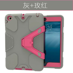 Fashion Shockproof Silicone Back Protective Heavy Duty Hard Case cover shell for Apple iPad Mini 2(Grey&Rose)