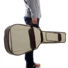 Fixed Headstock Double Straps PU Canvas Gig Bag Case Padded For 40 Inches Folk Acoustic Guitar