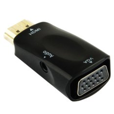 Full HD 1080P HDMI Male to VGA and Audio Adapter untuk HDTV / Monitor / Projector - Hitam