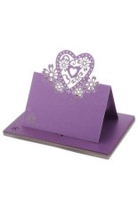 Generic Name Place Card Wedding Party Table Setting Decor Heart Flower Purple (12pcs)