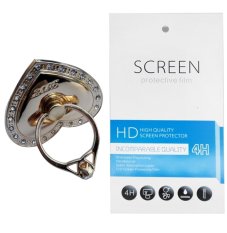 Gold Love Ring Stand (firmly stick on phone / phone cover case) + Gratis 1 Clear Screen Protector for Sony Xperia M (ST25i)