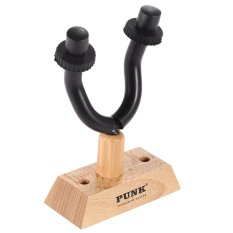 Guitar Wall Mount Hanger Metal Rack Hook W/ Rubber Sheath Wooden Base for Guitar Bass Violin Mandolin Ukulele Instrument Easy to Install- Intl