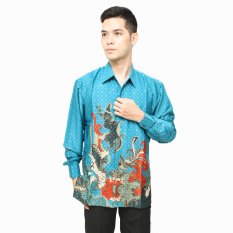 Hansen & Lisa Kemeja Batik Sutra Lengan Panjang Biru