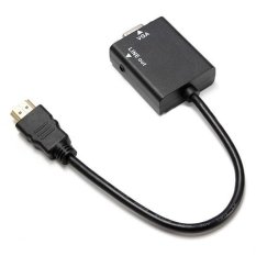 HDMI to VGA Male Adapter with Audio Port - Hitam