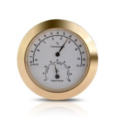 HKS Round Thermometer Hygrometer Metal for Guitar Violin Case Parts Gold Tone - Intl
