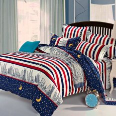 Home Textile Quilt Cover And Comforters King Queen Polyester Bed Sheet Pillowcase Bedsheet Set (Intl)