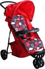 Hugo Star Light - Baby stroller/Kereta Dorong Bayi - 3 Roda - Red Flower