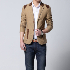 Jaket Kulit - Blazer Casual Trend Combination - Krem