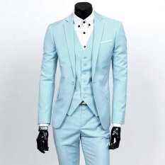 Jaket Kulit - Jas Pria Trend PowderBlue - Biru Silver