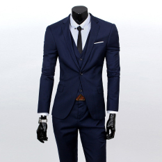 Jaket Kulit - Setelan Jas dan Celana Pria New Design - Biru Dongker