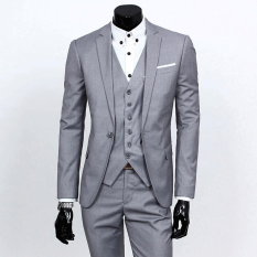 Jaket Kulit - Setelan Jas Pria Trend Stylish - Abu-Abu