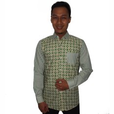 JesThink. Kemeja Pria Lengan Panjang Kombinasi Batik Printing 12