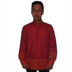 JesThink. Kemeja Pria Lengan Panjang Kombinasi Batik Printing 14