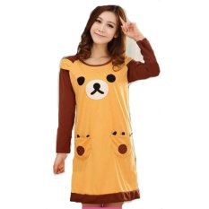 Jfashion Baju Tidur Dress Print Bear - Coklat