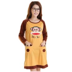 Jfashion Baju Tidur Dress Print Monkey - Coklat