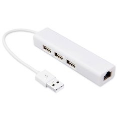 JTS 3 USB Port Hub + RJ45 Lan Adapter Laptop Ethernet Dock Network Extender for MacBook Air Pro / Surface Book / DELL XPS / ASUS / LENOVO / HP (White) (Intl)
