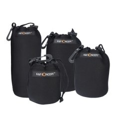 K&F Concept 4 Piece Soft Neoprene Lens Pouch Bag Cover Black Extra Thick For Sony Canon Nikon Pentax Olympus Panasonic Simga Tamron DSLR Camera Lens (S M L XL) (Intl)