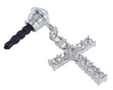 kobwa Universal 3.5mm Silver Cross Anti Dust Earphone Jack Plug Stopper for IPhone4,4s,5,iPod,iPad,HTC,Samsung (Intl)