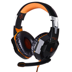 KOTION EACH G2000 Professional 3.5mm PC LED Light Gaming Bass Stereo Noise Isolation Over-ear Headset Headphone Earphones Headband with Mic Microphone HiFi Driver For Laptop Computer - Volume Control-YL (Intl)