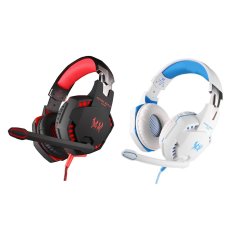 KOTION EACH G2100 Professional 3.5mm Pug Gaming Headphone Vibration Function Stereo Bass Headset Noise Isolation Vibration Earphone w/ Mic Games LED Light Black-red for Computer Desktop Notebook Laptop Games Online Chatting (Intl)