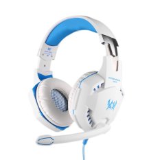 KOTION EACH G2100 Professional 3.5mm Pug Gaming Headphone Vibration Function Stereo Bass Headset Noise Isolation Vibration Earphone w/ Mic Games LED Light White-blue for Computer Desktop Notebook Laptop Games Online Chatting (Intl)