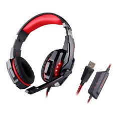 KOTION EACH G9000 Gaming Headphone USB 7.1 Surround Sound Version Game Gaming Headset Noise Cancellation Earphone w / Mic LED Light Black-red for Computer Desktop Notebook Laptop (Intl)