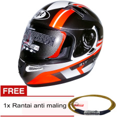 KYT K2 Rider 002 (Putih Abu Abu Merah Florizent ) + Gratis Rantai Anti Maling