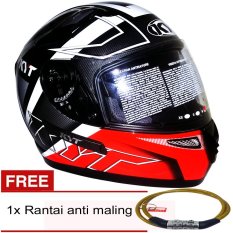 KYT K2 Rider Spotligt (Hitam Merah Florizent) + Gratis Rantai Anti Maling
