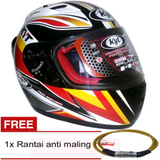 KYT RC7 66605 (Hitam Merah Oren Abu Abu) +Gratis Rantai Anti Maling