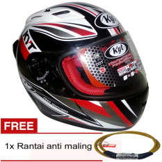 KYT RC7 66605 (Hitam Merah Silver Abu Abu) +Gratis Rantai Anti Maling